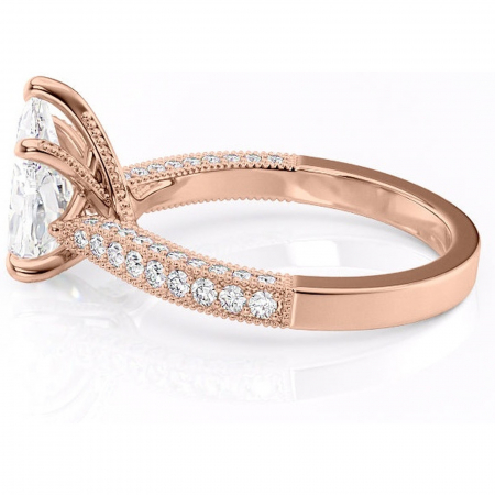 Inel de logodnă Romy din aur Rose 18kt cu moissanite tăietură pară – Montură pavé rafinată pentru profil înalt | Personalizează și configurează gratuit online [5]