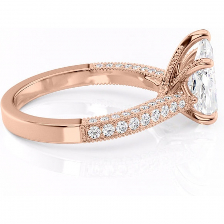 Inel de logodnă Romy din aur Rose 18kt cu moissanite tăietură pară – Montură pavé rafinată pentru profil înalt | Personalizează și configurează gratuit online [1]