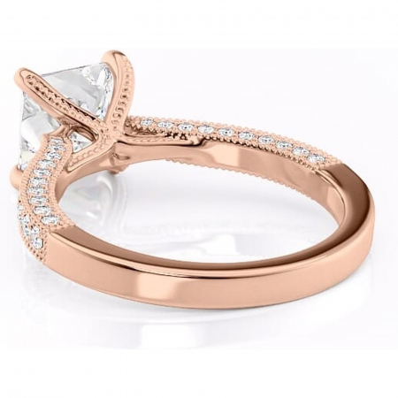 Inel de logodnă Romy din aur Rose 14kt cu moissanite tăietură princess – Montură pavé rafinată pentru profil înalt | Personalizează și configurează gratuit online [3]