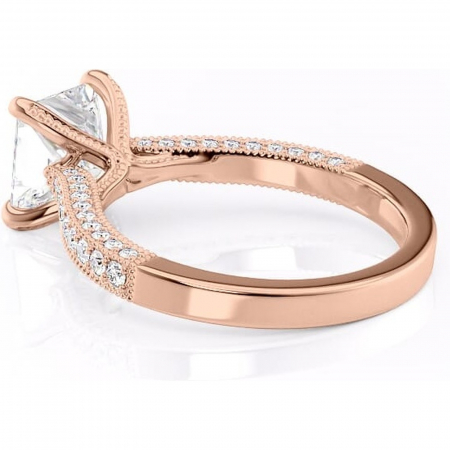 Inel de logodnă Romy din aur Rose 14kt cu moissanite tăietură princess – Montură pavé rafinată pentru profil înalt | Personalizează și configurează gratuit online [4]