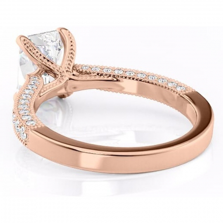 Inel de logodnă Romy din aur Rose 18kt cu moissanite tăietură radiantă – Montură pavé rafinată pentru profil înalt | Personalizează și configurează gratuit online [3]
