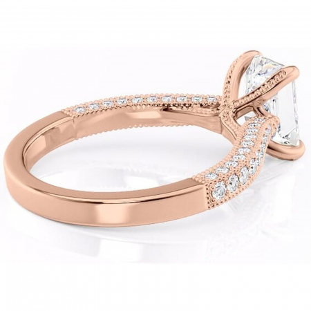 Inel de logodnă Romy din aur Rose 18kt cu moissanite tăietură radiantă – Montură pavé rafinată pentru profil înalt | Personalizează și configurează gratuit online [2]