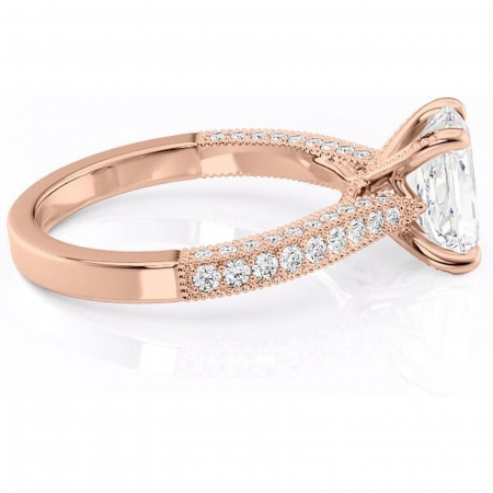 Inel de logodnă Romy din aur Rose 18kt cu moissanite tăietură radiantă – Montură pavé rafinată pentru profil înalt | Personalizează și configurează gratuit online [1]
