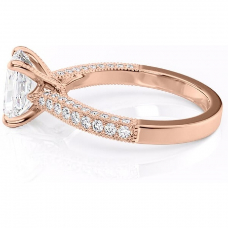 Inel de logodnă Romy din aur Rose 18kt cu moissanite tăietură radiantă – Montură pavé rafinată pentru profil înalt | Personalizează și configurează gratuit online [5]
