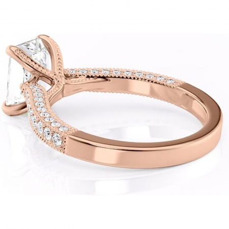 Inel de logodnă Romy din aur Rose 18kt cu moissanite tăietură radiantă – Montură pavé rafinată pentru profil înalt | Personalizează și configurează gratuit online [4]