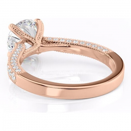 Inel de logodnă Romy din aur Rose 14kt cu moissanite tăietură rotundă – Montură pavé rafinată pentru profil înalt | Personalizează și configurează gratuit online [3]