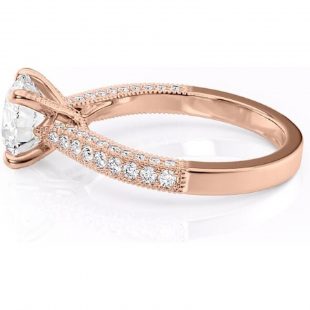 Inel de logodnă Romy din aur Rose 14kt cu moissanite tăietură rotundă – Montură pavé rafinată pentru profil înalt | Personalizează și configurează gratuit online [5]
