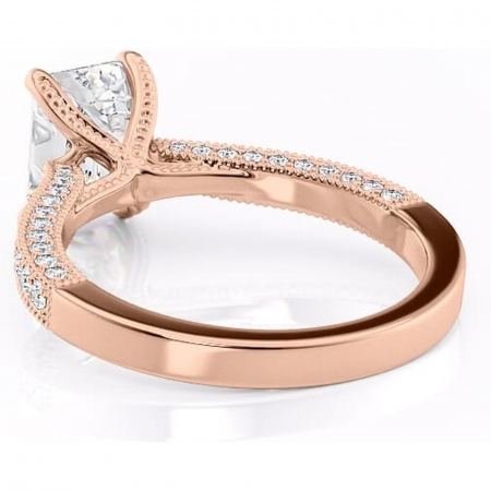 Inel de logodnă Romy din aur Rose 14kt cu moissanite tăietură smarald – Montură pavé rafinată pentru profil înalt | Personalizează și configurează gratuit online [3]