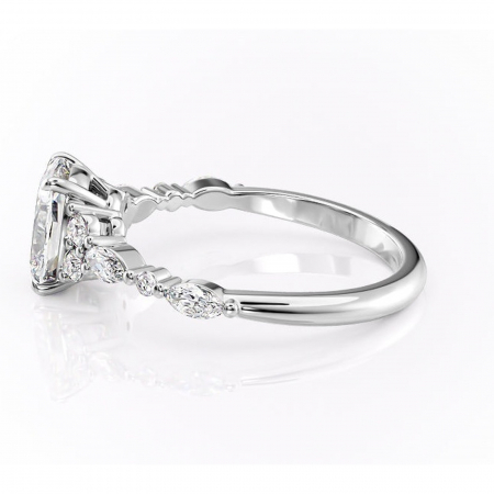 Inel de logodnă Rosamund din aur Alb 14kt cu moissanite tăietură asscher – Pietre laterale rafinată pentru profil mediu | Personalizează și configurează gratuit online [5]