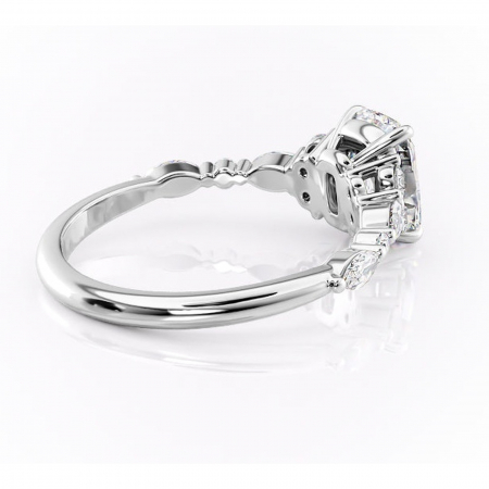 Inel de logodnă Rosamund din aur Alb 14kt cu moissanite tăietură asscher – Pietre laterale rafinată pentru profil mediu | Personalizează și configurează gratuit online [2]