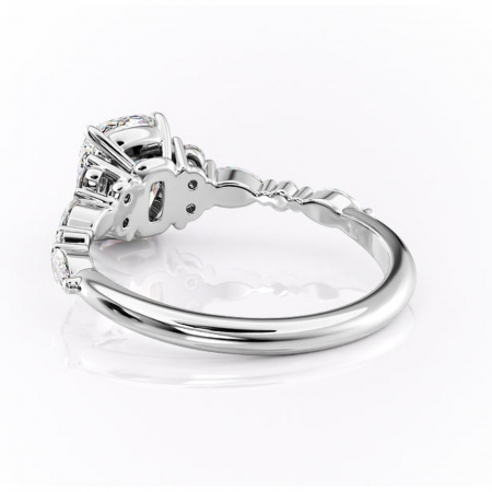 Inel de logodnă Rosamund din aur Alb 14kt cu moissanite tăietură asscher – Pietre laterale rafinată pentru profil mediu | Personalizează și configurează gratuit online [3]