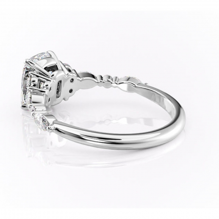 Inel de logodnă Rosamund din aur Alb 14kt cu moissanite tăietură asscher – Pietre laterale rafinată pentru profil mediu | Personalizează și configurează gratuit online [4]
