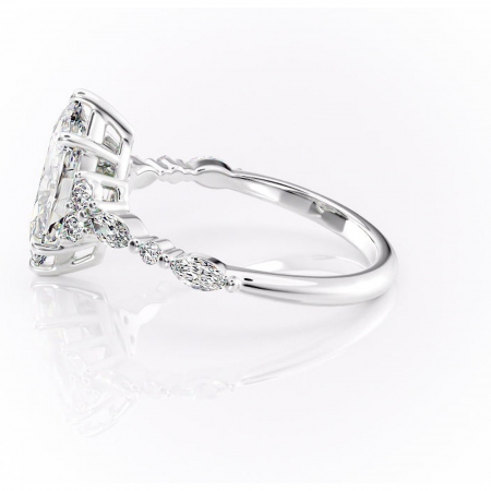 Inel de logodnă Rosamund din aur Alb 14kt cu moissanite tăietură marquise – Pietre laterale rafinată pentru profil mediu | Personalizează și configurează gratuit online [5]
