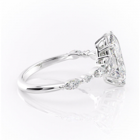 Inel de logodnă Rosamund din aur Alb 14kt cu moissanite tăietură marquise – Pietre laterale rafinată pentru profil mediu | Personalizează și configurează gratuit online [1]