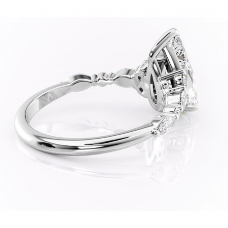 Inel de logodnă Rosamund din aur Alb 14kt cu moissanite tăietură pară – Pietre laterale rafinată pentru profil mediu | Personalizează și configurează gratuit online [2]