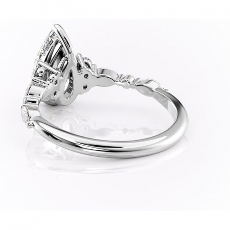 Inel de logodnă Rosamund din aur Alb 14kt cu moissanite tăietură pară – Pietre laterale rafinată pentru profil mediu | Personalizează și configurează gratuit online [3]