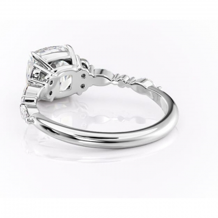 Inel de logodnă Rosamund din aur Alb 14kt cu moissanite tăietură pernă – Pietre laterale rafinată pentru profil mediu | Personalizează și configurează gratuit online [3]