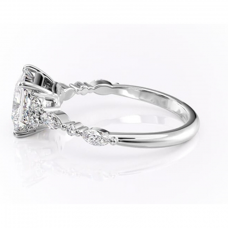 Inel de logodnă Rosamund din aur Alb 14kt cu moissanite tăietură princess – Pietre laterale rafinată pentru profil mediu | Personalizează și configurează gratuit online [5]