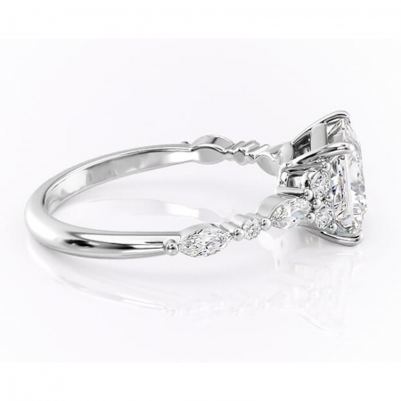 Inel de logodnă Rosamund din aur Alb 14kt cu moissanite tăietură princess – Pietre laterale rafinată pentru profil mediu | Personalizează și configurează gratuit online [1]