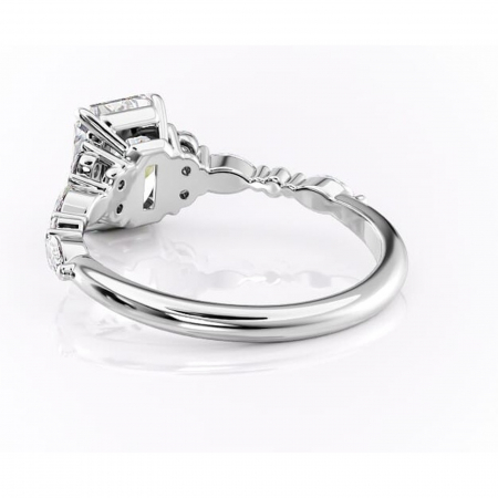 Inel de logodnă Rosamund din aur Alb 14kt cu moissanite tăietură radiantă – Pietre laterale rafinată pentru profil mediu | Personalizează și configurează gratuit online [3]