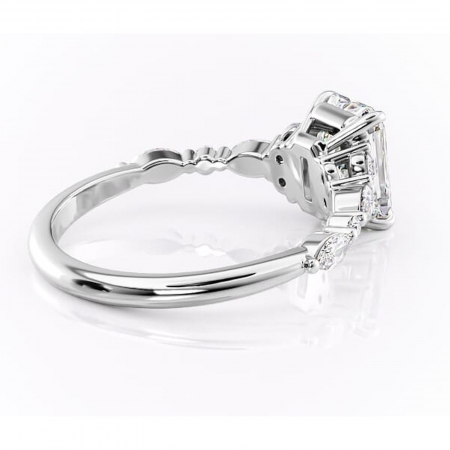 Inel de logodnă Rosamund din aur Alb 14kt cu moissanite tăietură radiantă – Pietre laterale rafinată pentru profil mediu | Personalizează și configurează gratuit online [2]