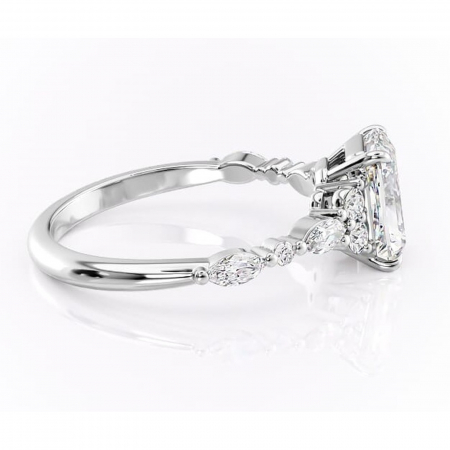 Inel de logodnă Rosamund din aur Alb 14kt cu moissanite tăietură radiantă – Pietre laterale rafinată pentru profil mediu | Personalizează și configurează gratuit online [1]