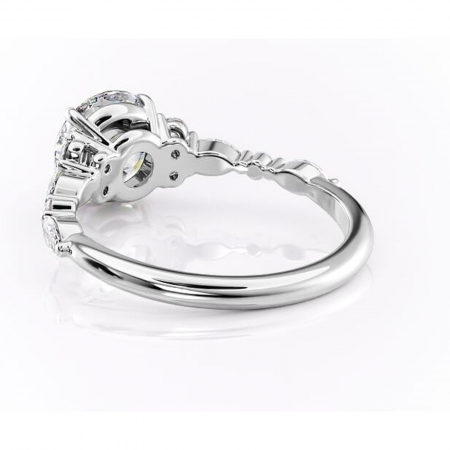 Inel de logodnă Rosamund din aur Alb 14kt cu moissanite tăietură rotundă – Pietre laterale rafinată pentru profil mediu | Personalizează și configurează gratuit online [3]