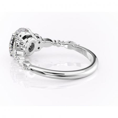 Inel de logodnă Rosamund din aur Alb 14kt cu moissanite tăietură rotundă – Pietre laterale rafinată pentru profil mediu | Personalizează și configurează gratuit online [4]