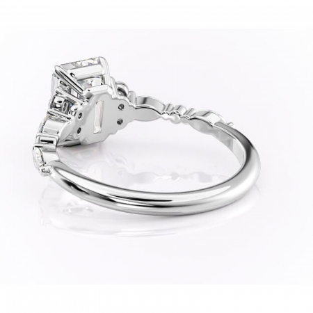 Inel de logodnă Rosamund din aur Alb 14kt cu moissanite tăietură smarald – Pietre laterale rafinată pentru profil mediu | Personalizează și configurează gratuit online [3]