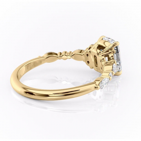 Inel de logodnă Rosamund din aur Galben 14kt cu moissanite tăietură asscher – Pietre laterale rafinată pentru profil mediu | Personalizează și configurează gratuit online [2]