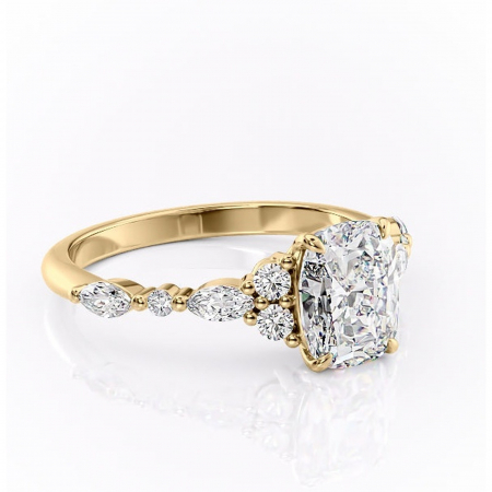 Aur galben - Inel de logodnă Rosamund din aur Galben 14kt cu moissanite tăietură asscher – Pietre laterale rafinată pentru profil mediu | Personalizează și configurează gratuit online