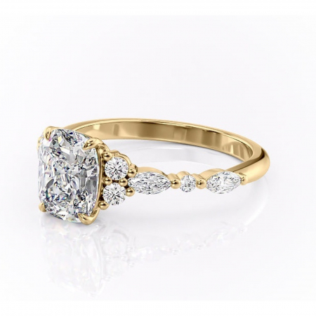 Inel de logodnă Rosamund din aur Galben 14kt cu moissanite tăietură asscher – Pietre laterale rafinată pentru profil mediu | Personalizează și configurează gratuit online [6]