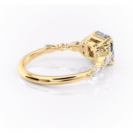 Inel de logodnă Rosamund din aur Galben 18kt cu moissanite tăietură asscher – Pietre laterale rafinată pentru profil mediu | Personalizează și configurează gratuit online [2]