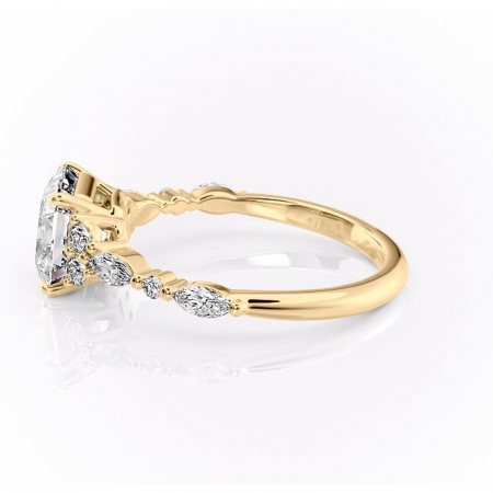 Inel de logodnă Rosamund din aur Galben 18kt cu moissanite tăietură asscher – Pietre laterale rafinată pentru profil mediu | Personalizează și configurează gratuit online [5]