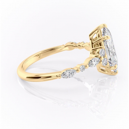Inel de logodnă Rosamund din aur Galben 14kt cu moissanite tăietură marquise – Pietre laterale rafinată pentru profil mediu | Personalizează și configurează gratuit online [1]