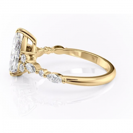 Inel de logodnă Rosamund din aur Galben 14kt cu moissanite tăietură pară – Pietre laterale rafinată pentru profil mediu | Personalizează și configurează gratuit online [5]