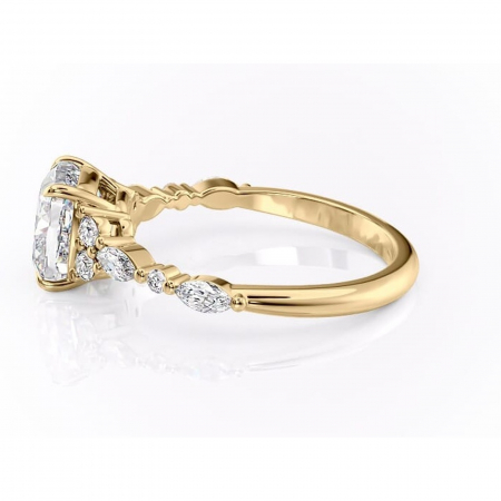 Inel de logodnă Rosamund din aur Galben 14kt cu moissanite tăietură pernă – Pietre laterale rafinată pentru profil mediu | Personalizează și configurează gratuit online [5]