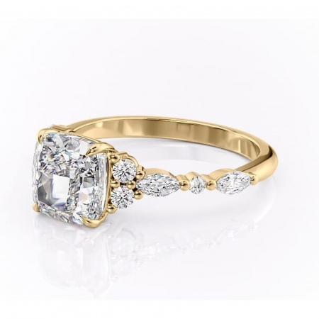 Inel de logodnă Rosamund din aur Galben 14kt cu moissanite tăietură pernă – Pietre laterale rafinată pentru profil mediu | Personalizează și configurează gratuit online [6]