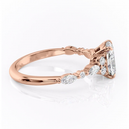 Inel de logodnă Rosamund din aur Rose 14kt cu moissanite tăietură asscher – Pietre laterale rafinată pentru profil mediu | Personalizează și configurează gratuit online [1]