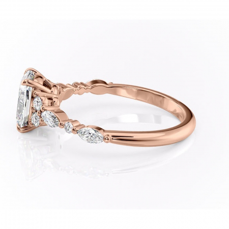 Inel de logodnă Rosamund din aur Rose 14kt cu moissanite tăietură asscher – Pietre laterale rafinată pentru profil mediu | Personalizează și configurează gratuit online [5]