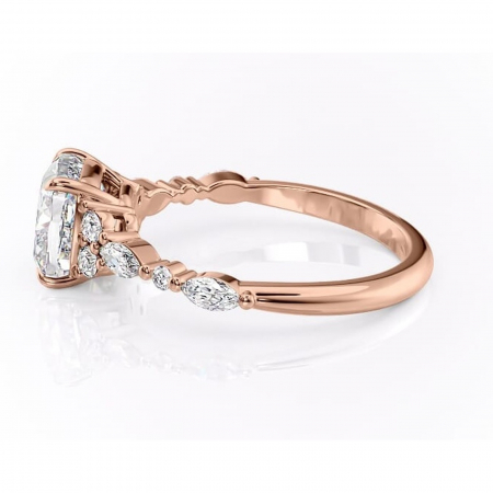 Inel de logodnă Rosamund din aur Rose 18kt cu moissanite tăietură pernă – Pietre laterale rafinată pentru profil mediu | Personalizează și configurează gratuit online [5]