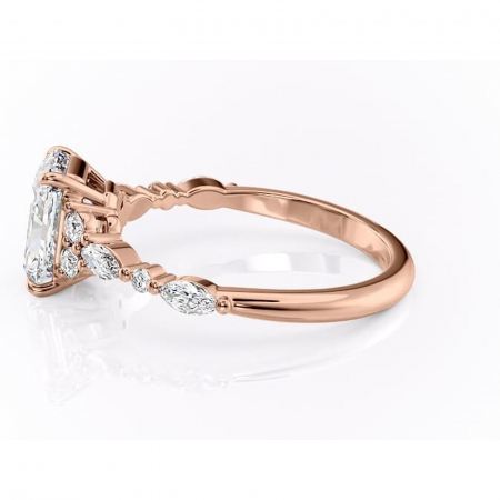 Inel de logodnă Rosamund din aur Rose 14kt cu moissanite tăietură radiantă – Pietre laterale rafinată pentru profil mediu | Personalizează și configurează gratuit online [5]
