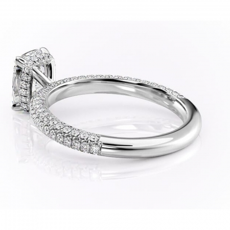 Inel de logodnă Rosewyn din aur Alb 14kt cu moissanite tăietură pernă – Montură pavé rafinată pentru profil înalt | Personalizează și configurează gratuit online [4]
