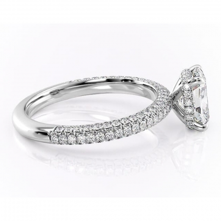 Inel de logodnă Rosewyn din aur Alb 14kt cu moissanite tăietură pernă – Montură pavé rafinată pentru profil înalt | Personalizează și configurează gratuit online [1]