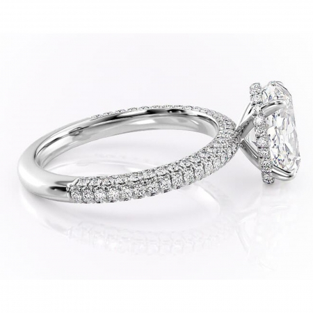 Inel de logodnă Rosewyn din aur Alb 14kt cu moissanite tăietură ovală – Montură pavé rafinată pentru profil înalt | Personalizează și configurează gratuit online [1]