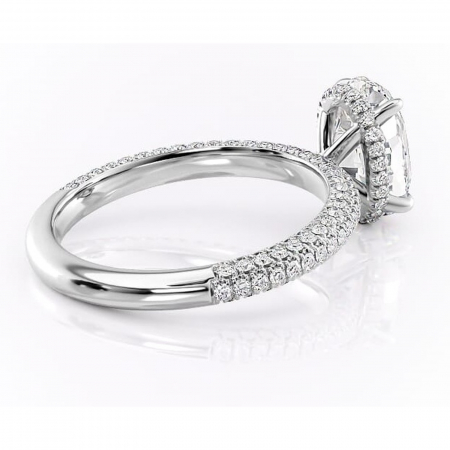 Inel de logodnă Rosewyn din aur Alb 14kt cu moissanite tăietură ovală – Montură pavé rafinată pentru profil înalt | Personalizează și configurează gratuit online [2]