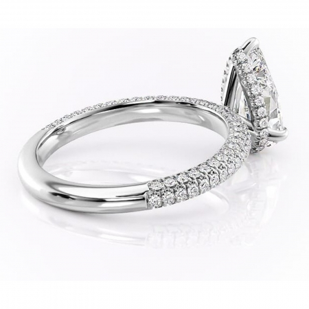 Inel de logodnă Rosewyn din aur Alb 18kt cu moissanite tăietură pară – Montură pavé rafinată pentru profil înalt | Personalizează și configurează gratuit online [2]