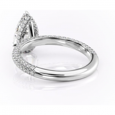 Inel de logodnă Rosewyn din aur Alb 18kt cu moissanite tăietură pară – Montură pavé rafinată pentru profil înalt | Personalizează și configurează gratuit online [3]