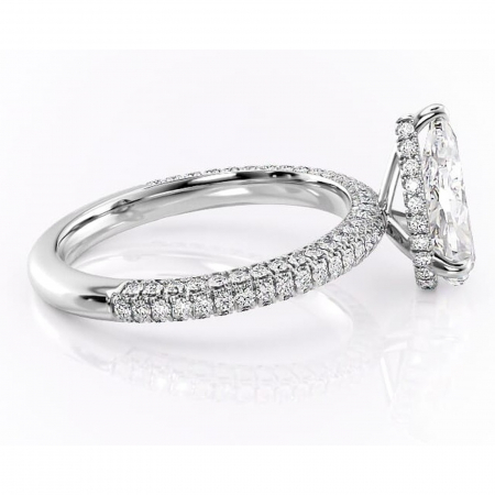 Inel de logodnă Rosewyn din aur Alb 18kt cu moissanite tăietură pară – Montură pavé rafinată pentru profil înalt | Personalizează și configurează gratuit online [1]