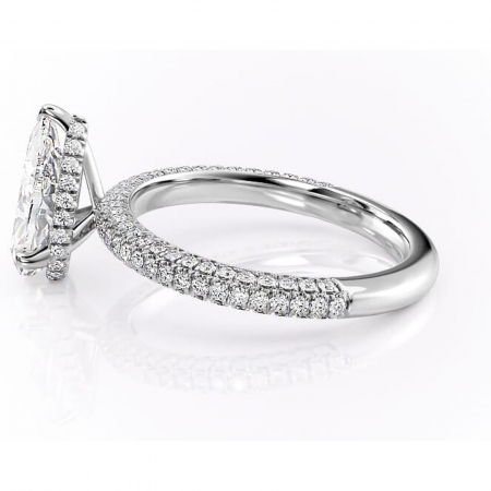 Inel de logodnă Rosewyn din aur Alb 18kt cu moissanite tăietură pară – Montură pavé rafinată pentru profil înalt | Personalizează și configurează gratuit online [5]